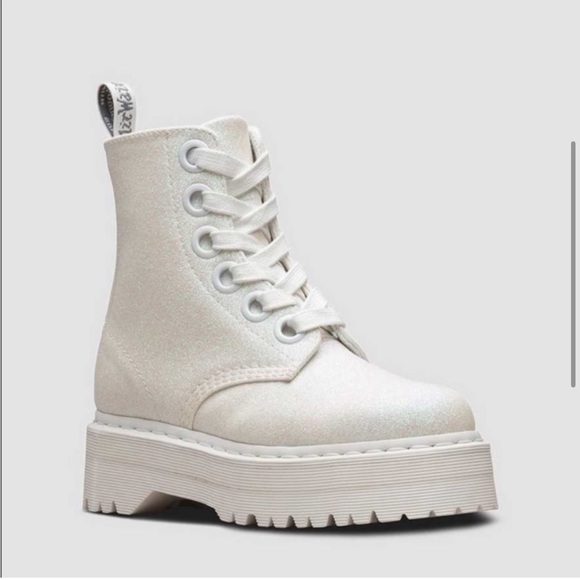 Dr. Martens Shoes Dr Martins Molly Glitter White Iridescent Lace Up